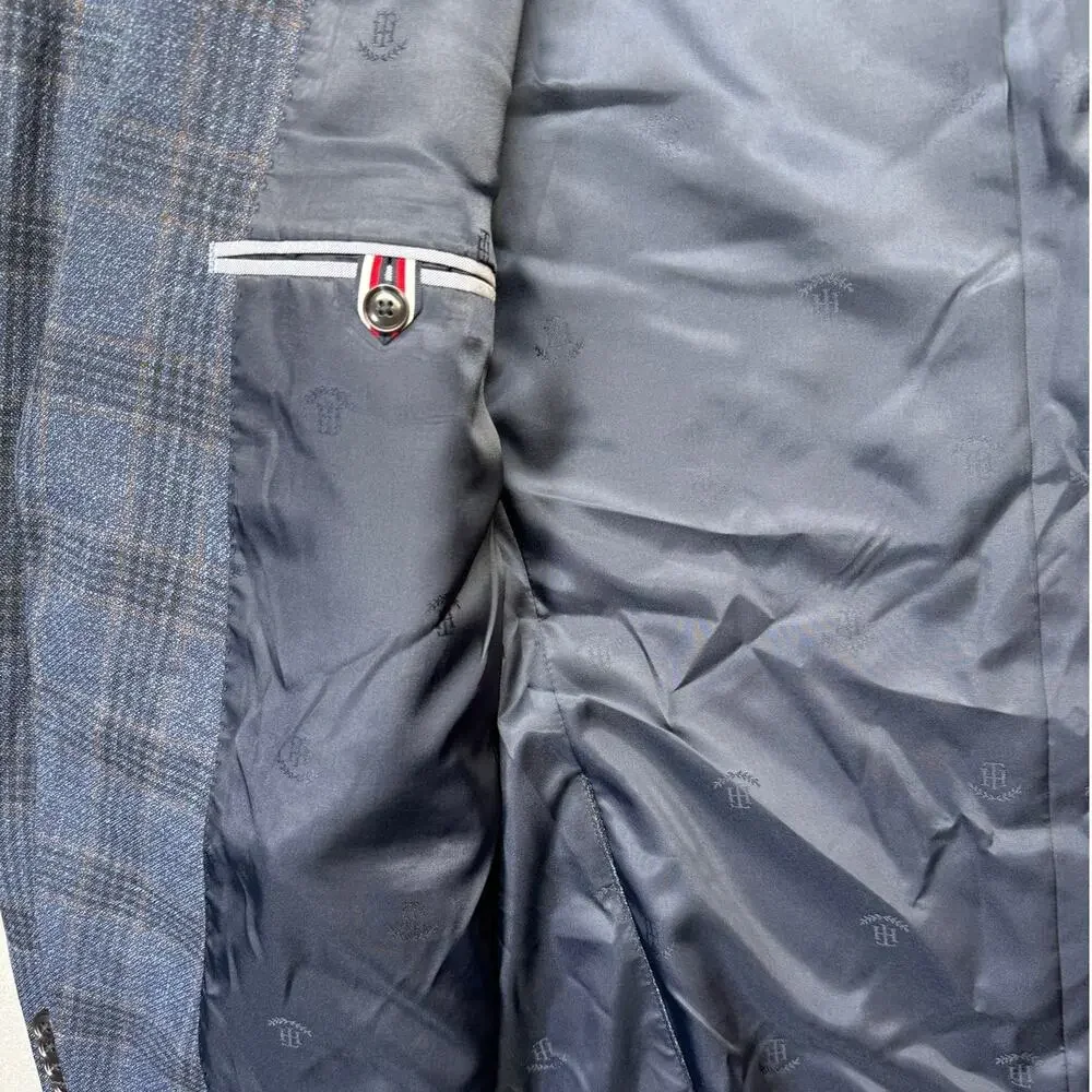 Tommy Hilfiger Men's Modern-Fit Check Sport Coat navy/brown  48R $295
